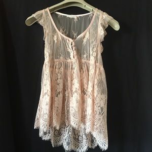 Rachael & Chloe Sheer Lace Tank Blouse